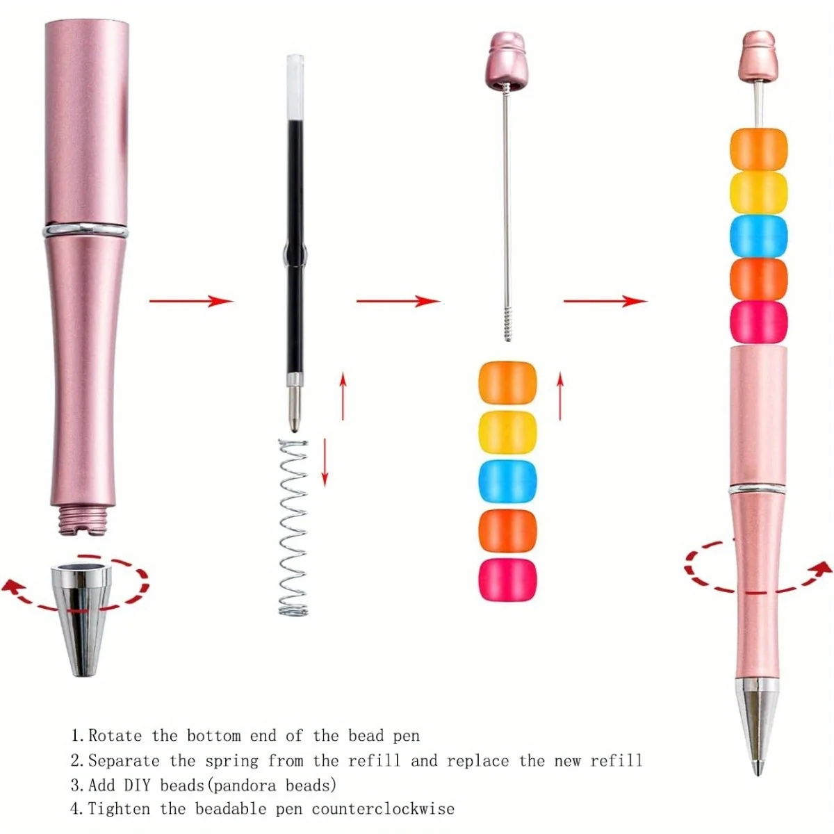 Large-Capacity Refill Beaded Ballpoint Pen Refill 1.0Mm Black Ink Ball Writing Refill Smooth Black Office Stationery Supplies