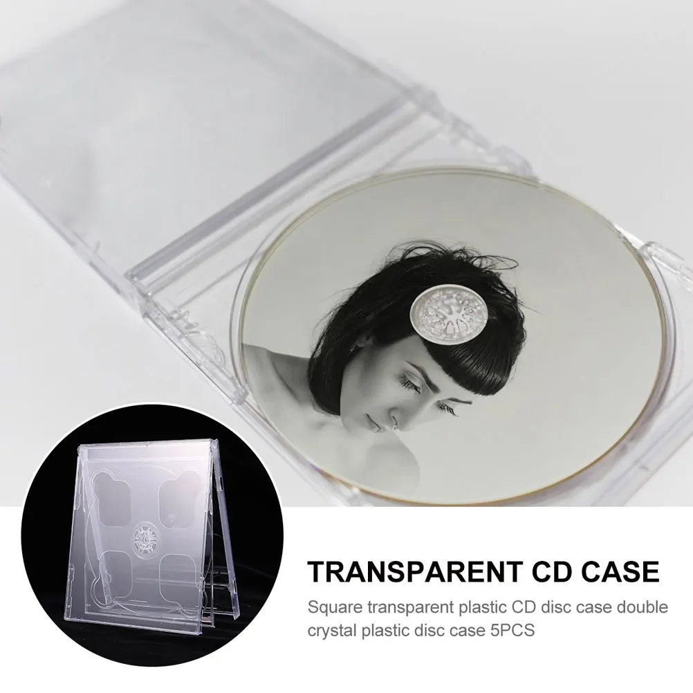 

5pcs CD Case Compact Disc Cases Double Jewel Transparent Disk Storage Media Video Holder Standard Size Safe Packaging Prevent