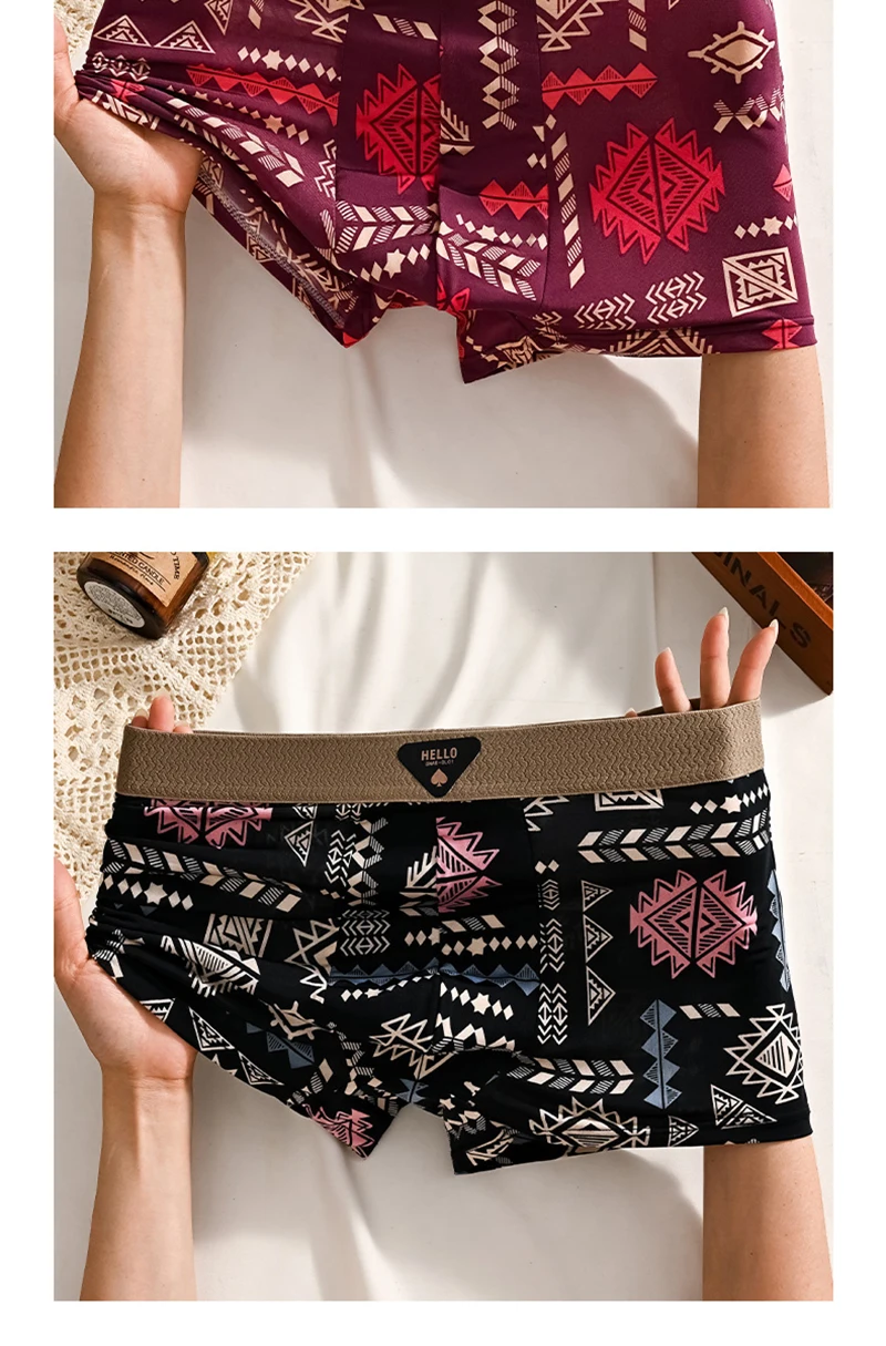 1 stücke männer Unterwäsche Eis Seide Boxer Shorts Plus Größe 6XL Unterhosen Atmungsaktiv Sexy Dünne Höschen Drucken Dessous Großhandel 5803 – Detail 15
