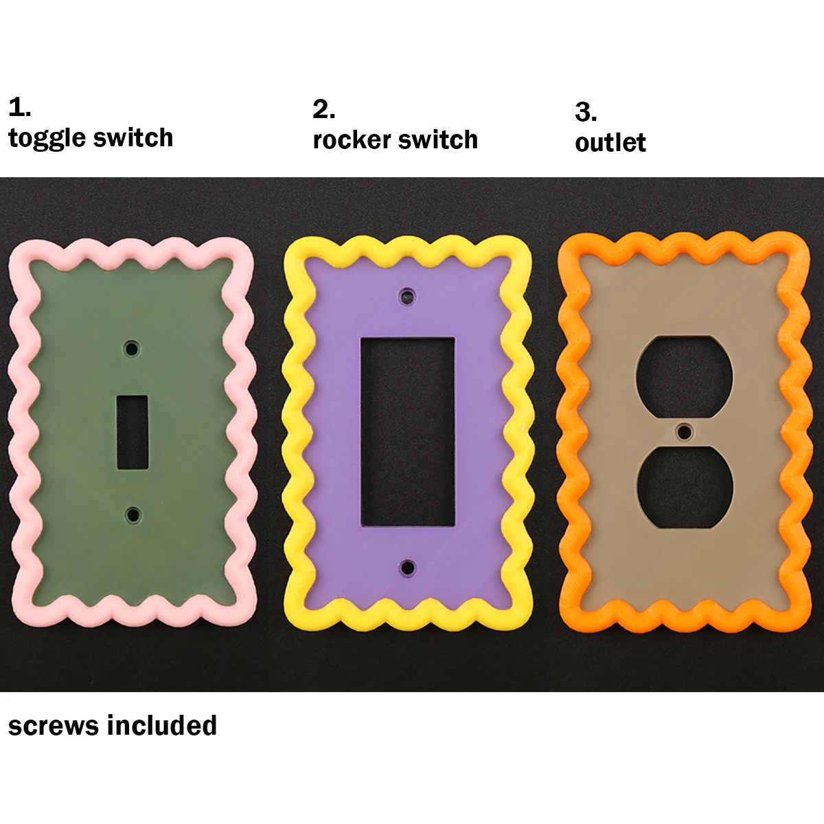 Cross-border Switch Outlet Plates & Wall Decor, Color Block Wavy Edge Cute US Standard Socket Switch Cover for Home Kids Room In