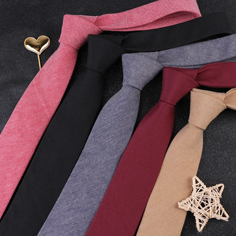 

Men's Casual Solid Color Striped 6cm Cotton Tie Business Work Professional Formal Wear Male Neckties Apparel Accessories