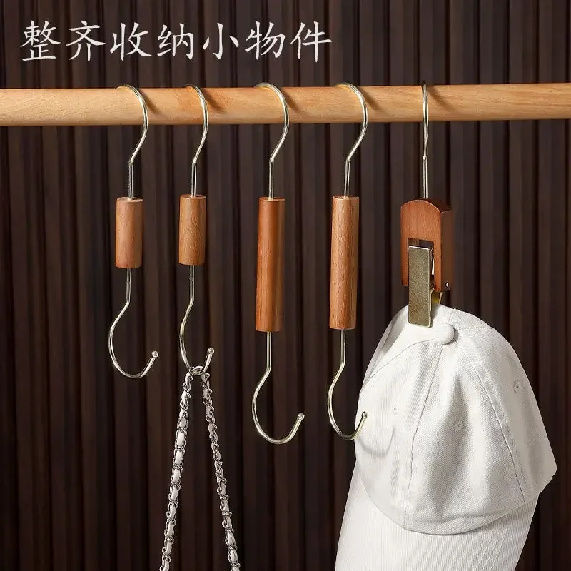 High Grade Hangers Retro Clothing Store S-shaped Hook Clip Scarf Hook Wooden Single Clip Decorative Scarf S Hook Wooden Clip 3