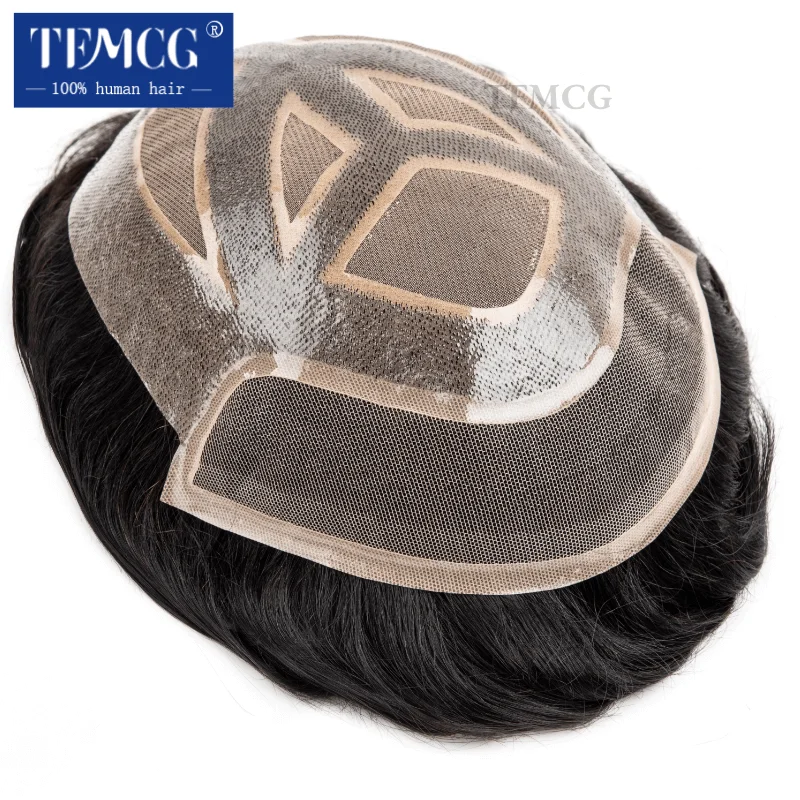 VERSALITE Male Hair Prosthesis Lace With Mono and Pu Base Breathable 100% Human Hair Toupee Men Wig Exhuast Systems Wig For Men