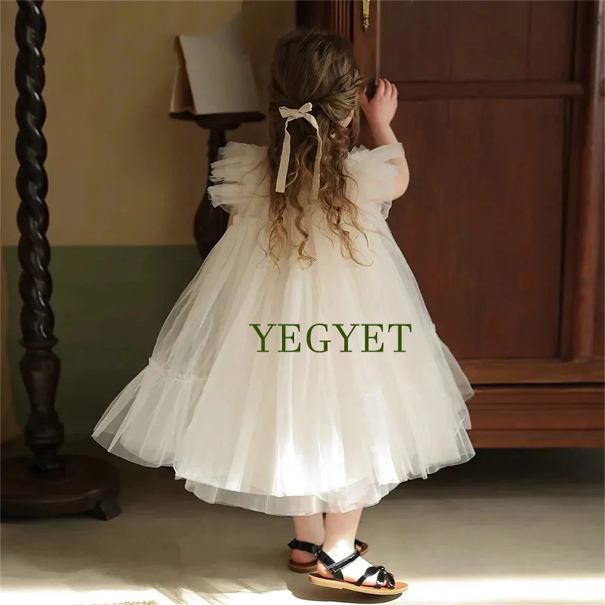 

Girl Dresses Puffy Little Girl Dress Beading Princess Dress Flower Girl Dresses Baby First Communion Bow Christmas Gift