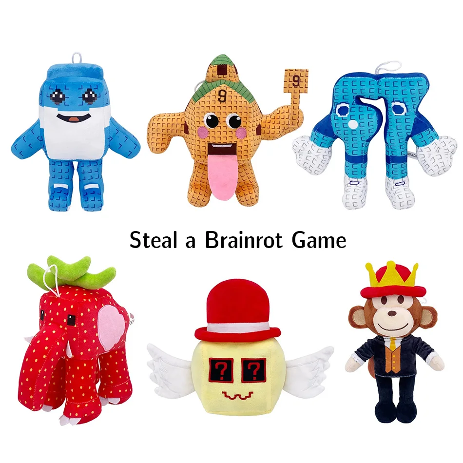 سرقة A Brainrot Esok School Plush Sammy Jandel الفراولة الفيل بلوشي لطيف رقم. 9 منزل دمية محشوة لعبة هدية عيد الميلاد