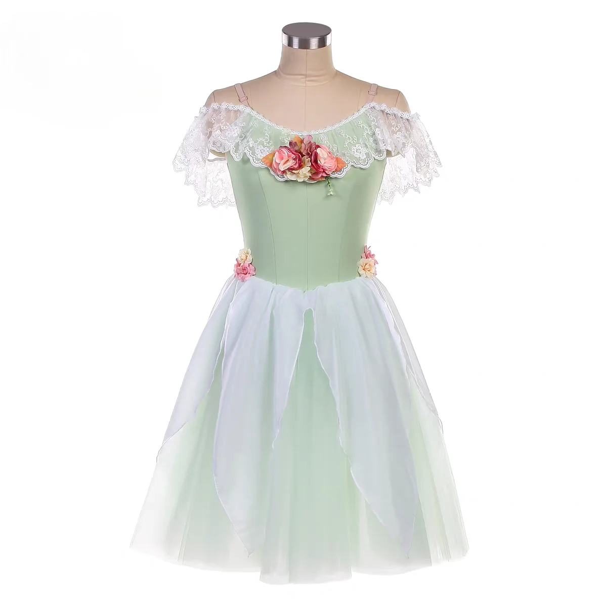 

Балетная длинная юбка по индивидуальному заказу, газовая юбка, индивидуальный красочный цветочный дизайн, балетные соревнования