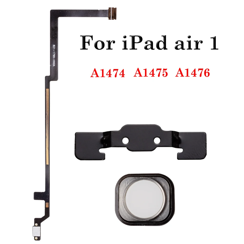 1pcs Home Button Flex Cable For iPad Air 1 A1474 A1475 A1476 Menu Return Key Button With Rubber + Bracket