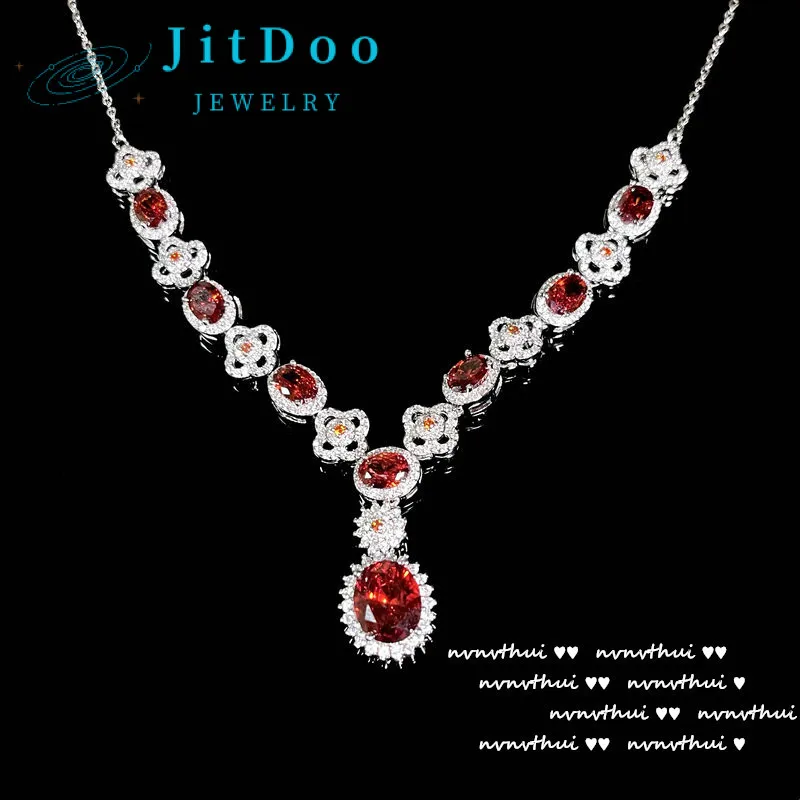 JitDoo Gorgeous and Elegant Inlay Bling Cubic Zirconia Necklace for Women Luxury Wedding Anniversary Party Accessories Jewelry