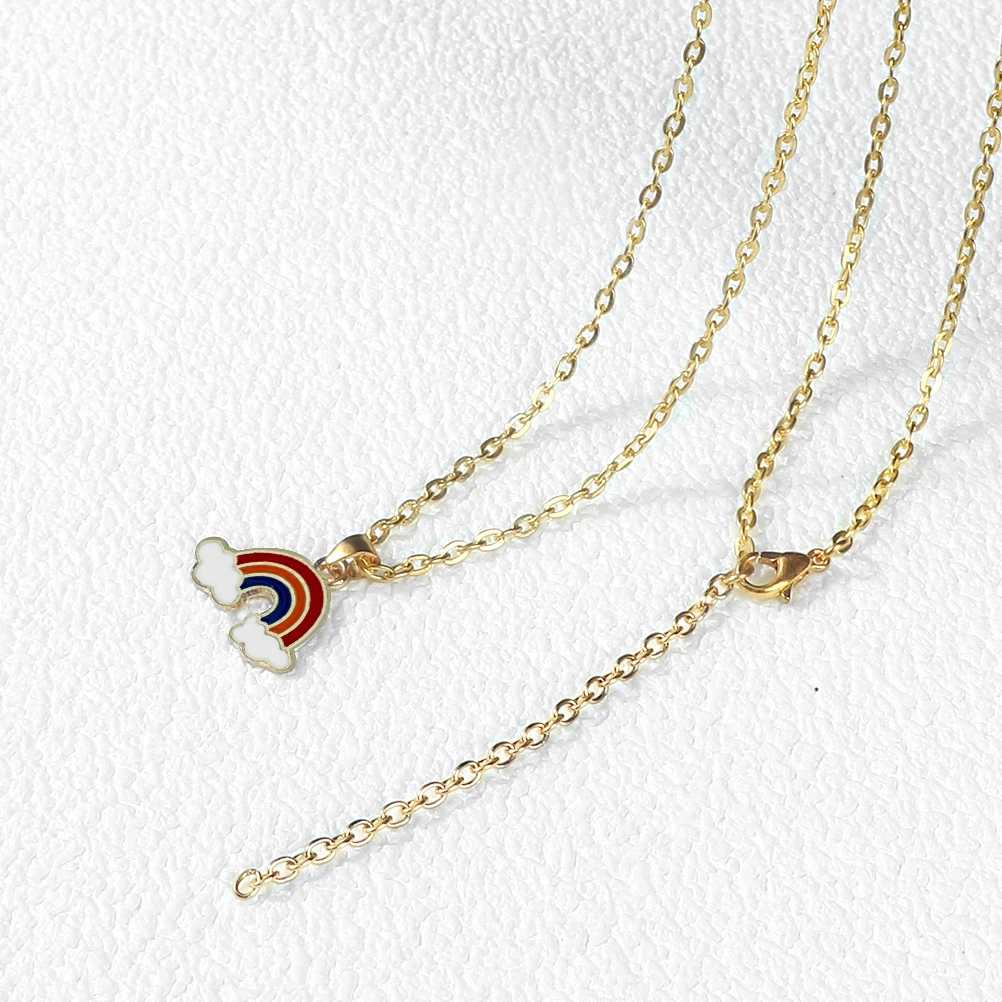 Cartoon Cloud Rainbow Pendant Necklace Cute Accessories Nature Weather Alloy Chain Fashion Jewelry Men Women Friendship Kid Gift
