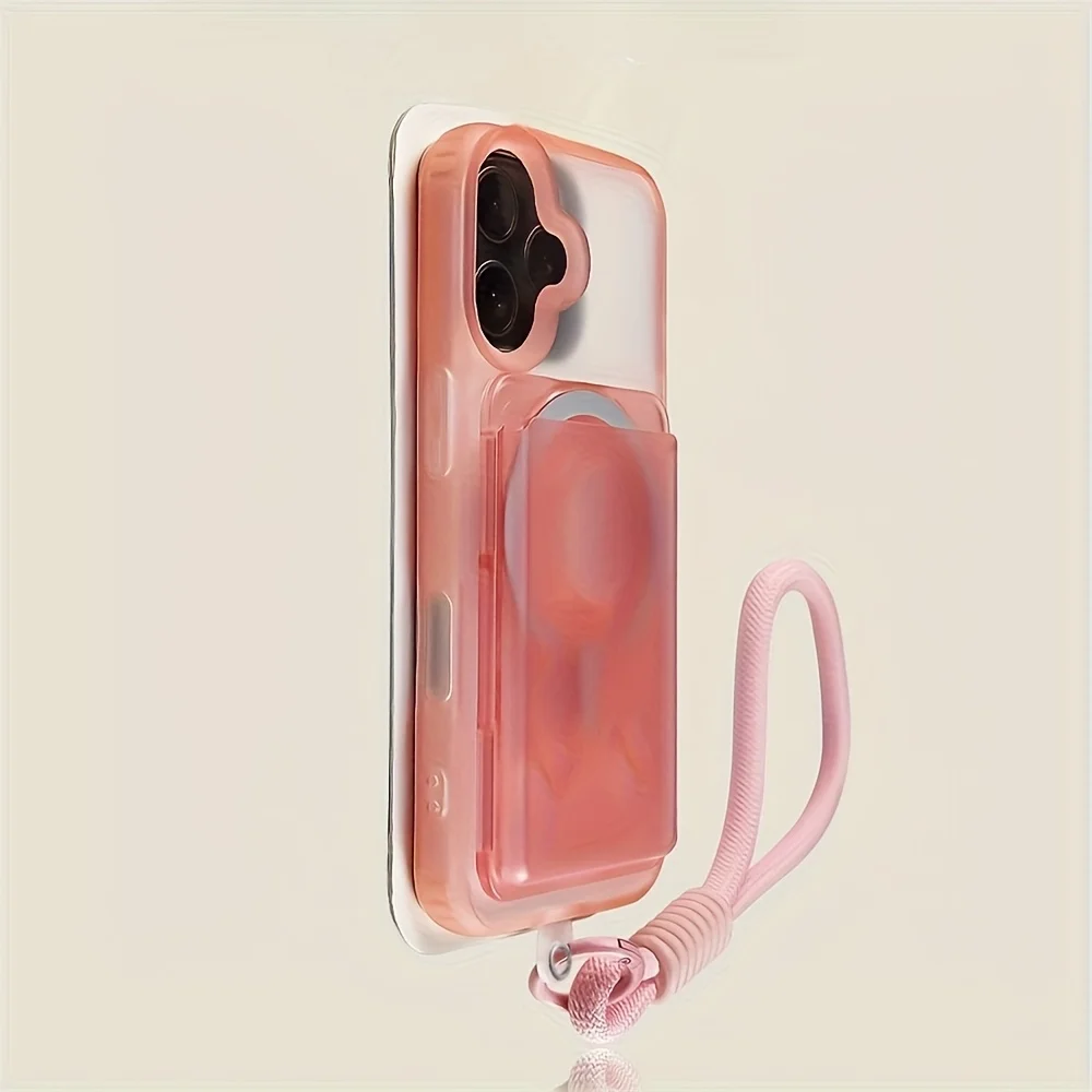 

Clear Jelly Candy Color Magnetic Phone Case with Card Lanyard for iPhone 17 air 16 15 14 13 12 11 Pro Max Plus Wireless charge