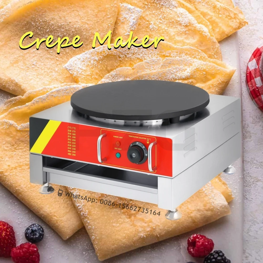 Professional Commercial Electric Single Head Pan Cake Fruit Machine Crepe Maker Flying Cake Snack Crepe Making Equipment