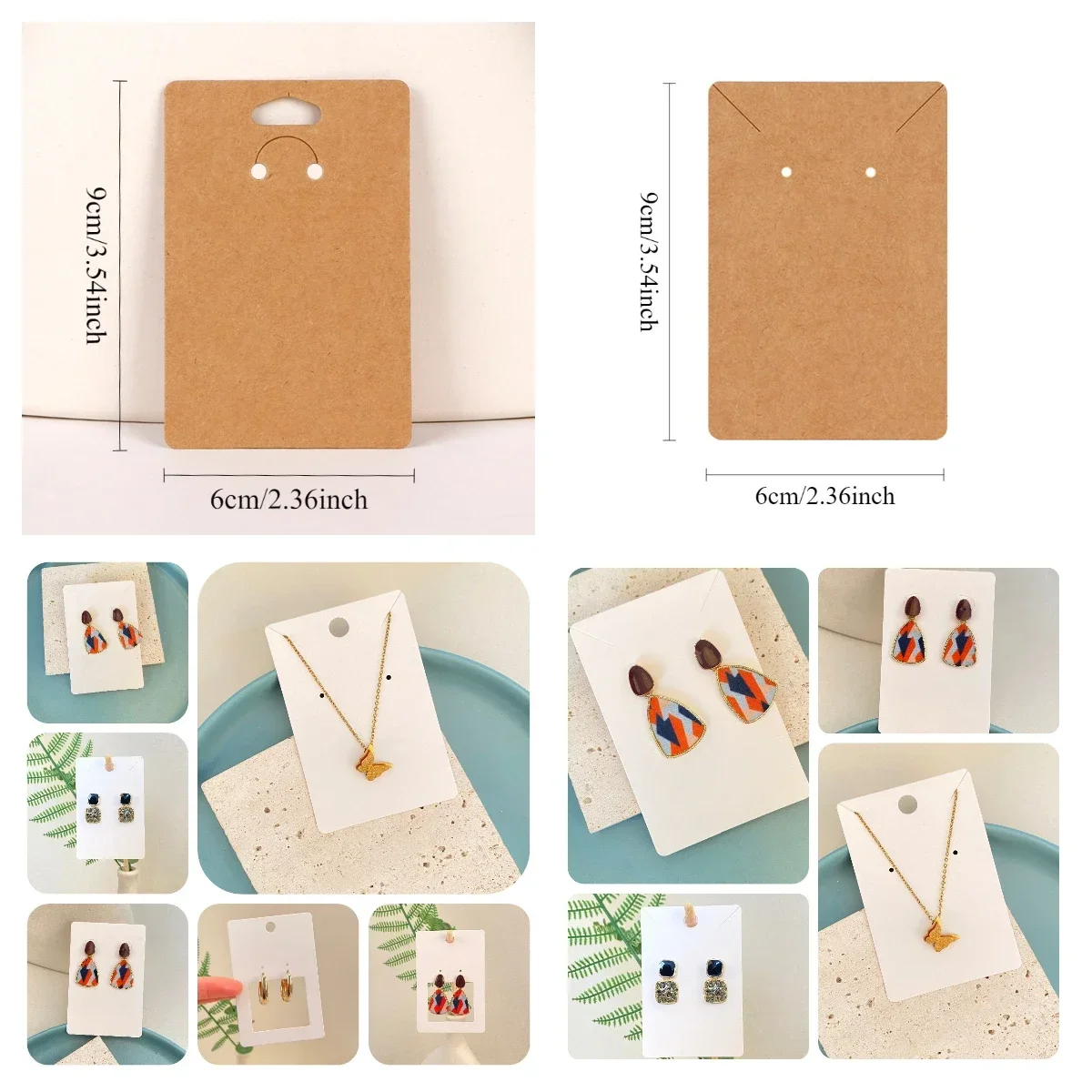 50pcs 6x9cm Self-adhesive Plastic Cello Bag Earrings Display Necklace KeyChain Cards For DIY Making Jewelry Packaging Cardboard