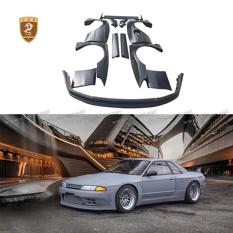 Kits de carrocería de coche de alta calidad para NISSAN GTR R32 Rocky Benny, parachoques delantero de fibra de vidrio, difusor trasero, faldas laterales, alerones de arco de rueda