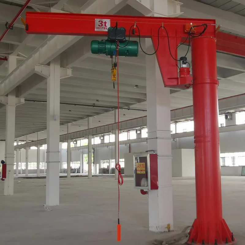 Workshop Fixed Pillar Jib Crane 5 Ton Rated Loading Capacity 2.5-5m Span Electric Hoist Bearing Motor 360 Turning Angle