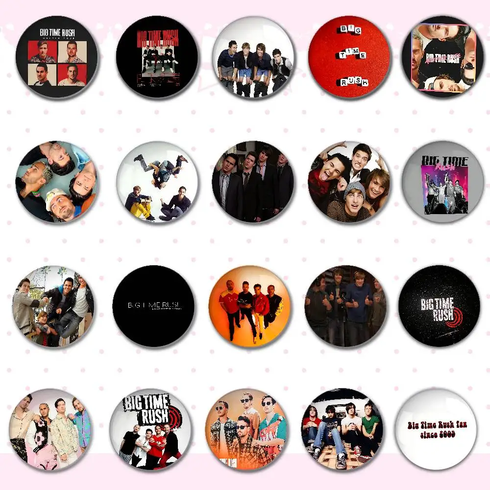B-Big T-Time Rush Band Badges Round Brooch Cute Cartoon Idol Cosplay Badges DIY Backpack Clothing Jewelry Pins