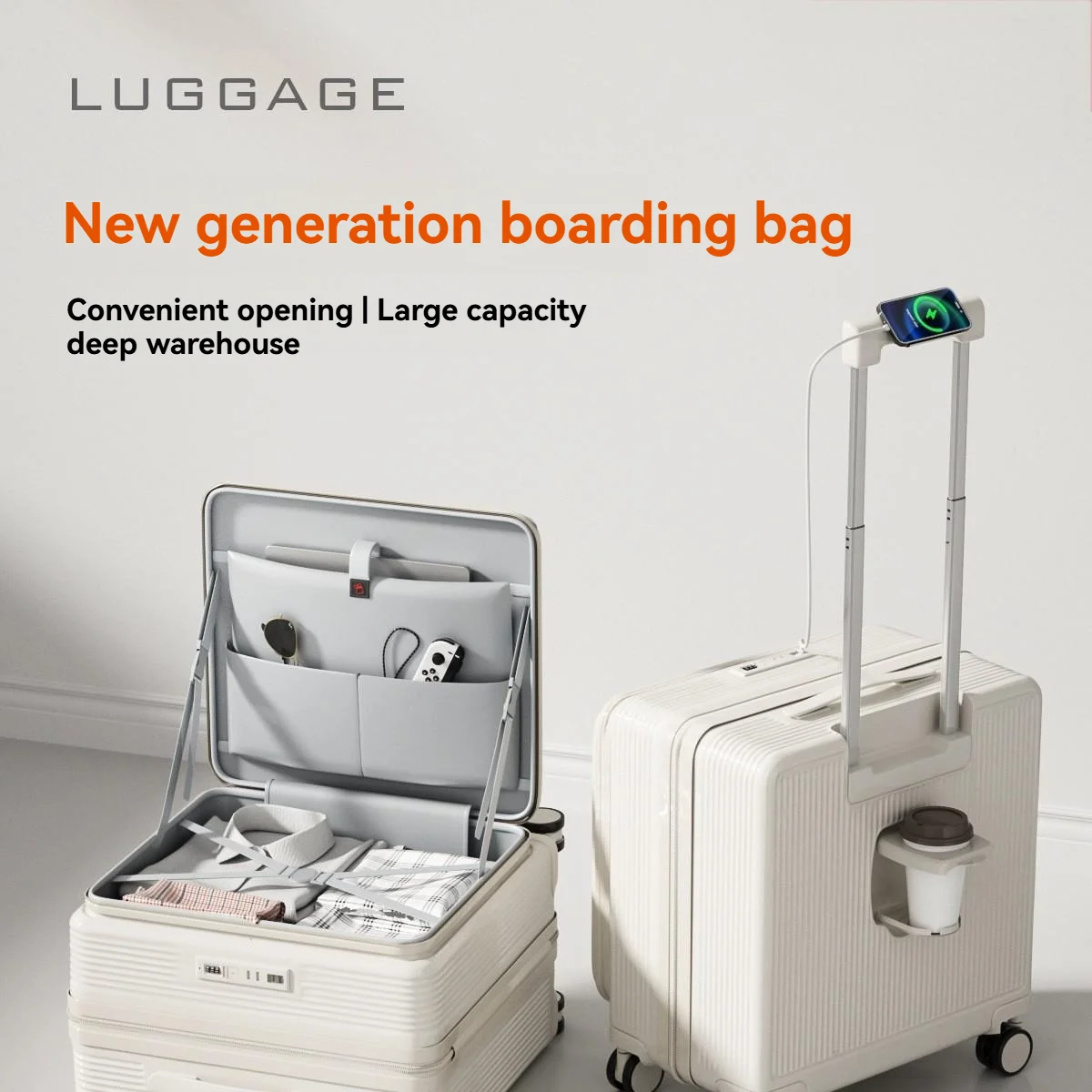 Uma pequena mala multifuncional com abertura frontal com compartimento profundo tanto para homens quanto as mulheres, uma bolsa de viagem de 18 polegadas para embarque