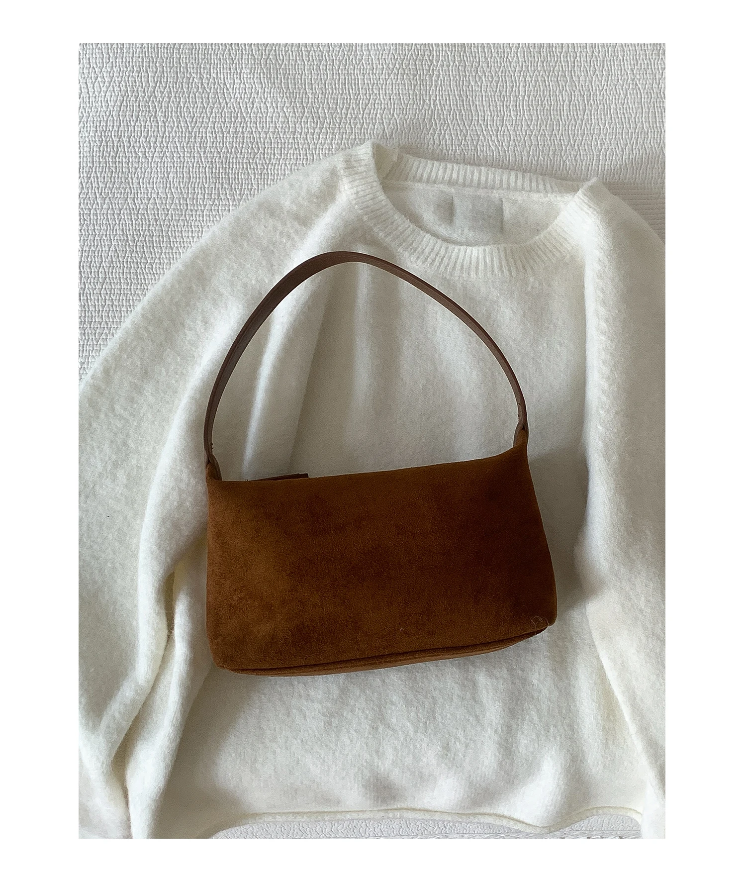 Bolso de Hombro de Gamuza a la Moda para Mujer, Bolso de Mano EMORRIN, Estilo Retro Otoño Invierno, Forro de Poliéster
