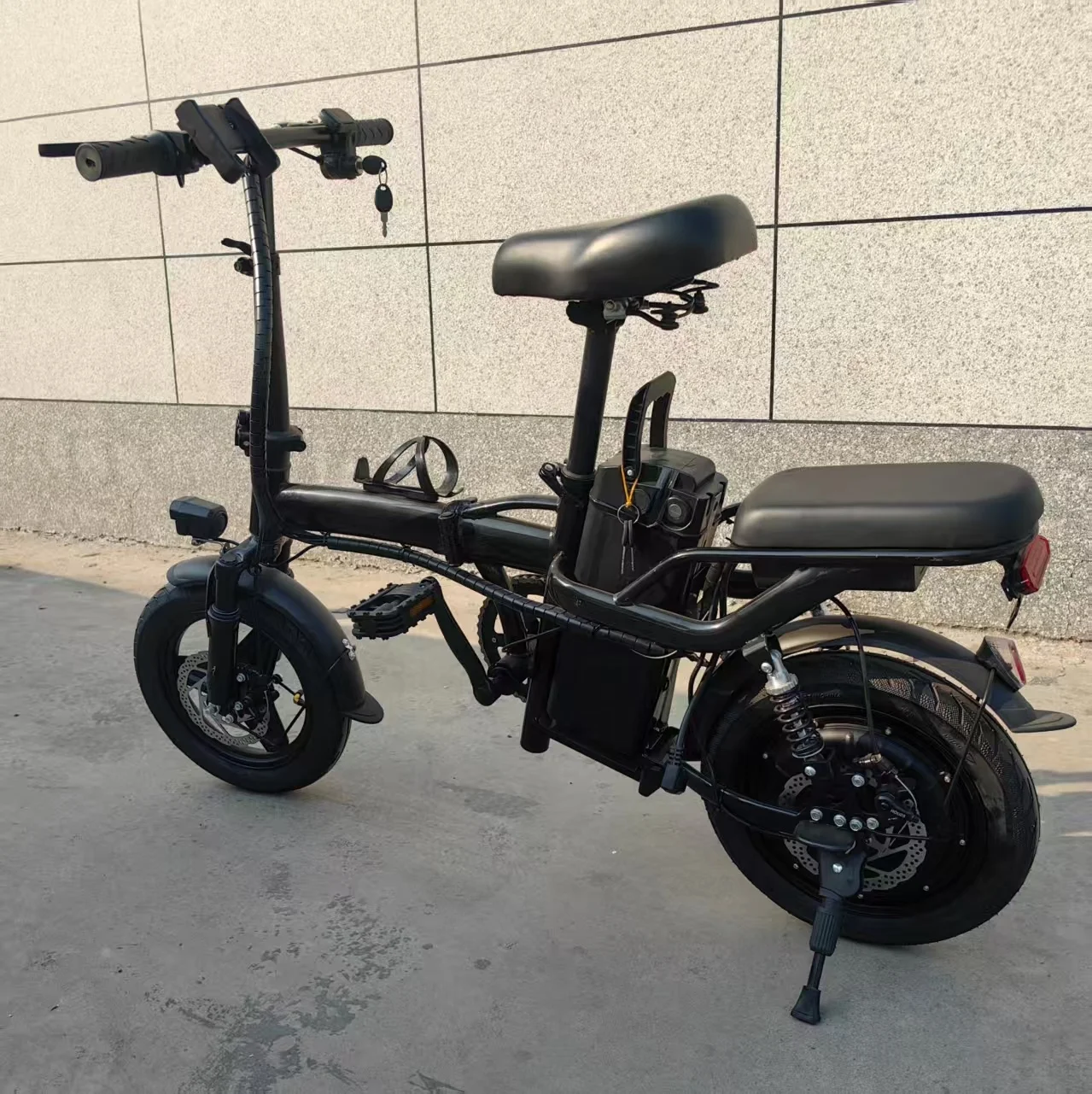 City Bicycle Electric Bicycle Ready to Ship Dual Disc Brake 400W 20ah Foldable 14 Inch With 2 Seats Powerful Lithium Battery 48V