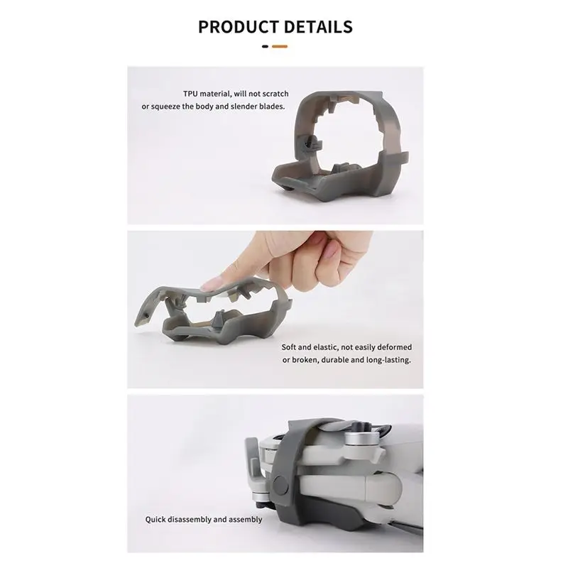 A20T Propeller Holder for DJI Mini 4 Pro, Propeller Fix Protector Blades Fixer Strap Drone Accessories, TPU Anti-Scratch Gray