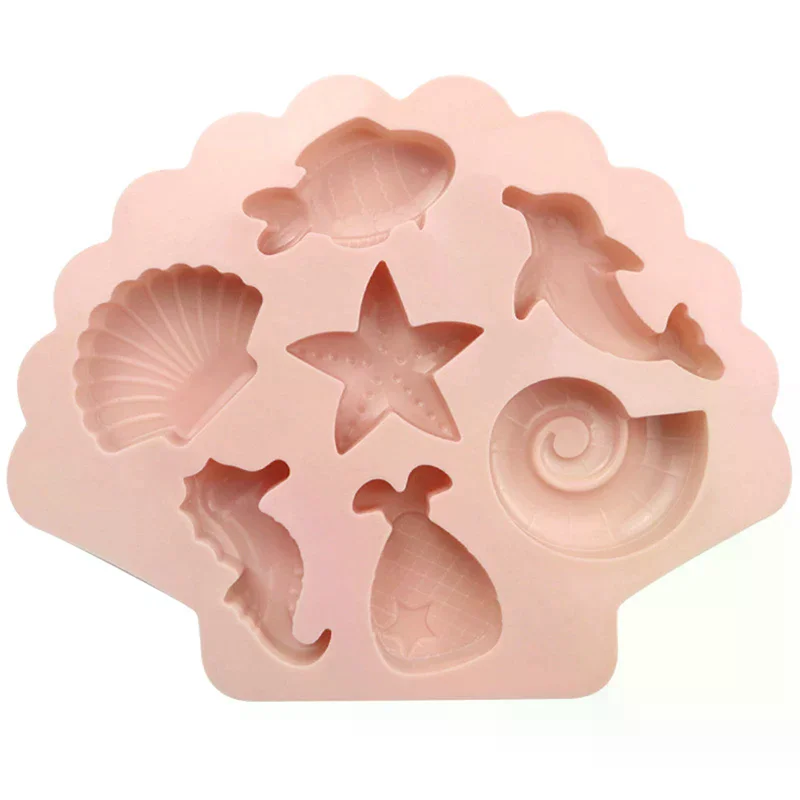Sea Creatures Silicone Molder Fondant Baking Cake Chocolate Resin DIY Fish Mould Decoration Tools Cupcake Topper