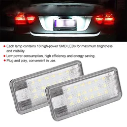 LED License Number Plate Light Lamps For Audi A4 B6 B7 Q7 4L A3 8P A6 C6 A5 8F A8 D3 D4 S3 S4 RS4 6 White Error Free LED Bulb