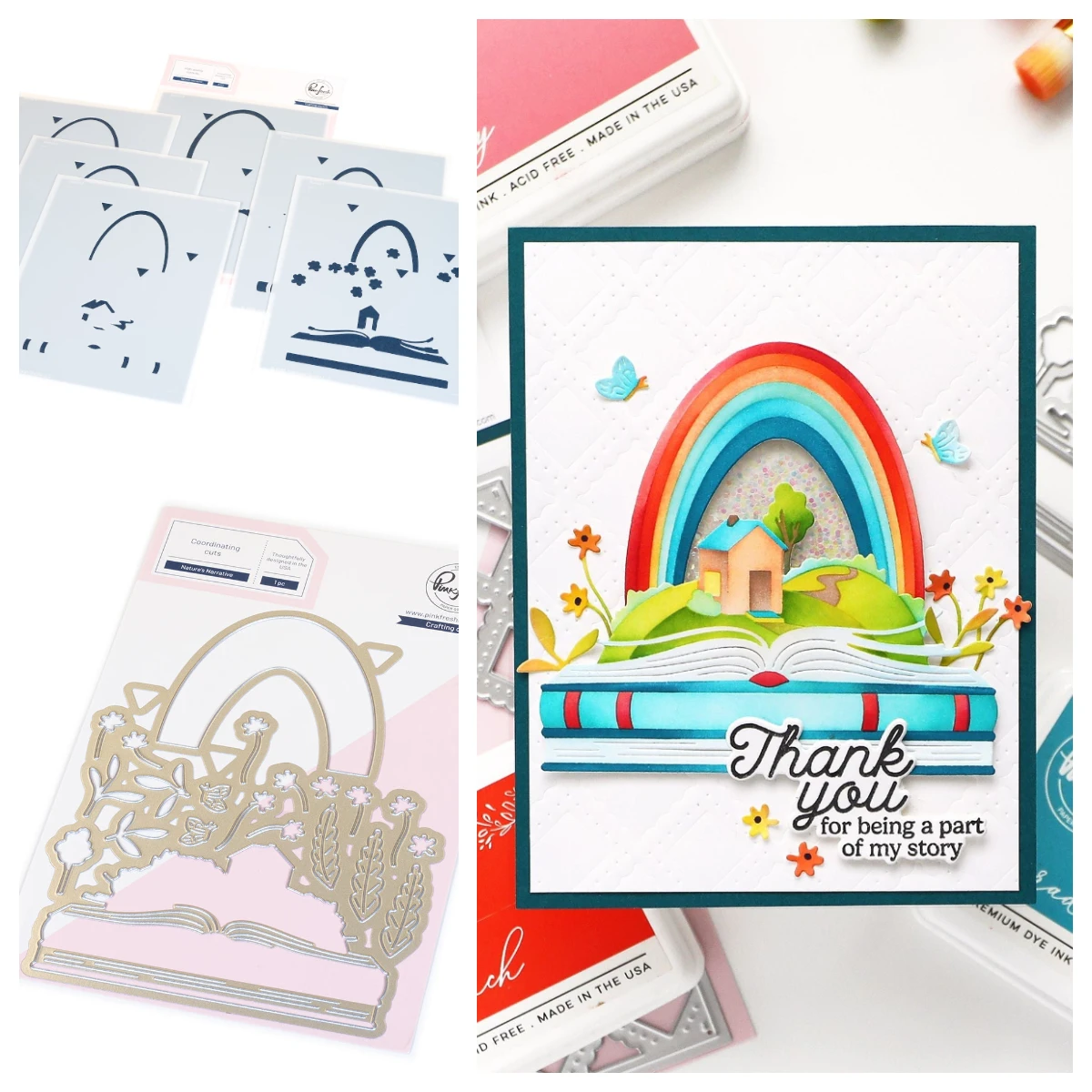 

2025 New Pink Fresh Nature's Narrative Rainbow Dies Stencil Set Petal Lacy Lattice Coverplate Die DIY Scrapbooking Holiday Card