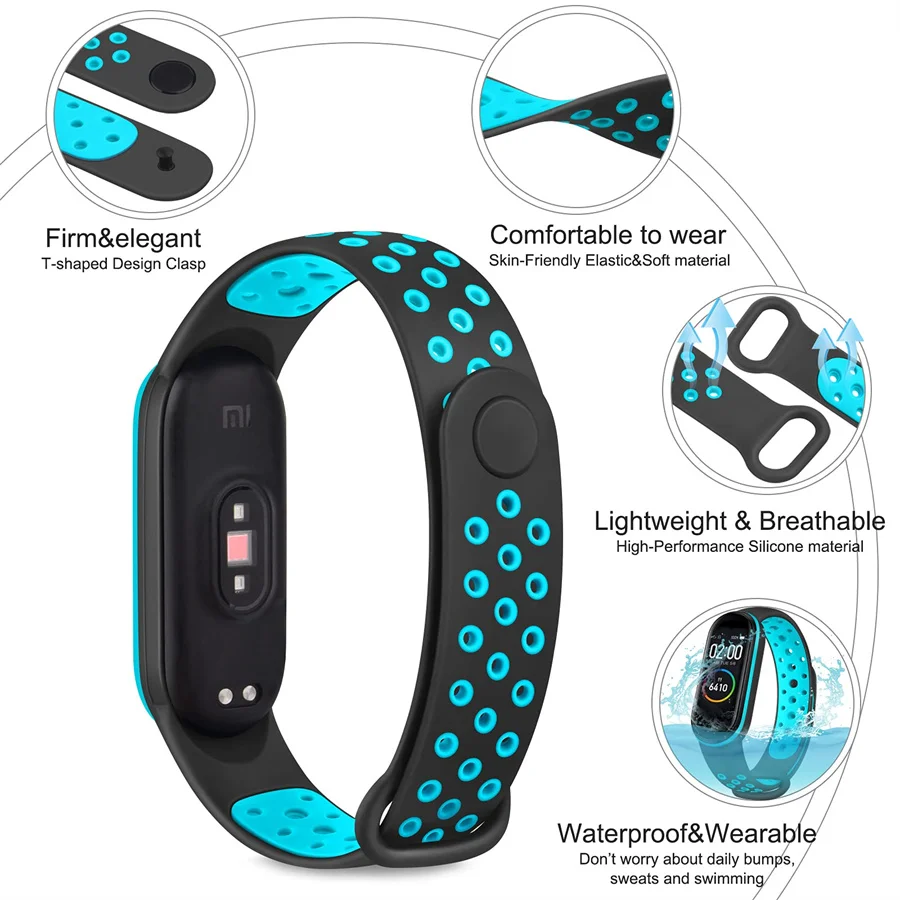 Sport bracelet For Xiaomi Mi Band 7 NFC smartwatch miband7 Air-Hole Silicone Replacement watchband on Mi band 6 5 4 3 8 strap