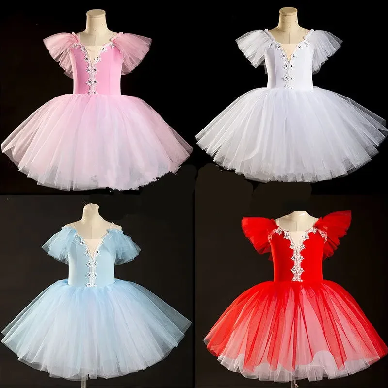 

New Ballet Dance Costume Pink Red Tutu Skirts Fluffy Performance Modern Dance Princess Skirts Swan Lake Ballet Costumes