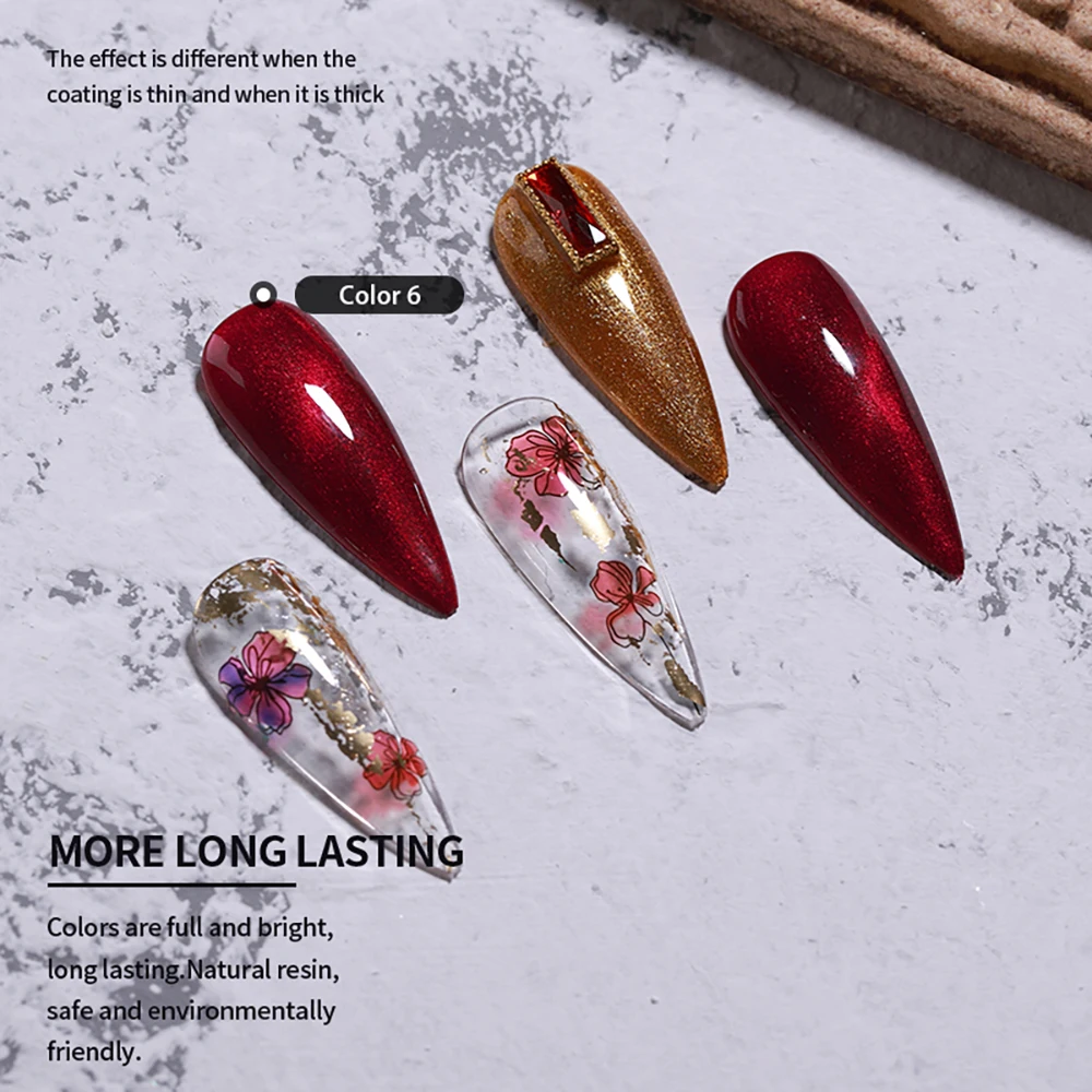 Vendeeni 9 Kleuren Rood Serie Cat Eye Gel Nagellak Rode Wijn Magnetische Uv Soak Off Gel Vernis Kat ogen Nail Art Gel Lak