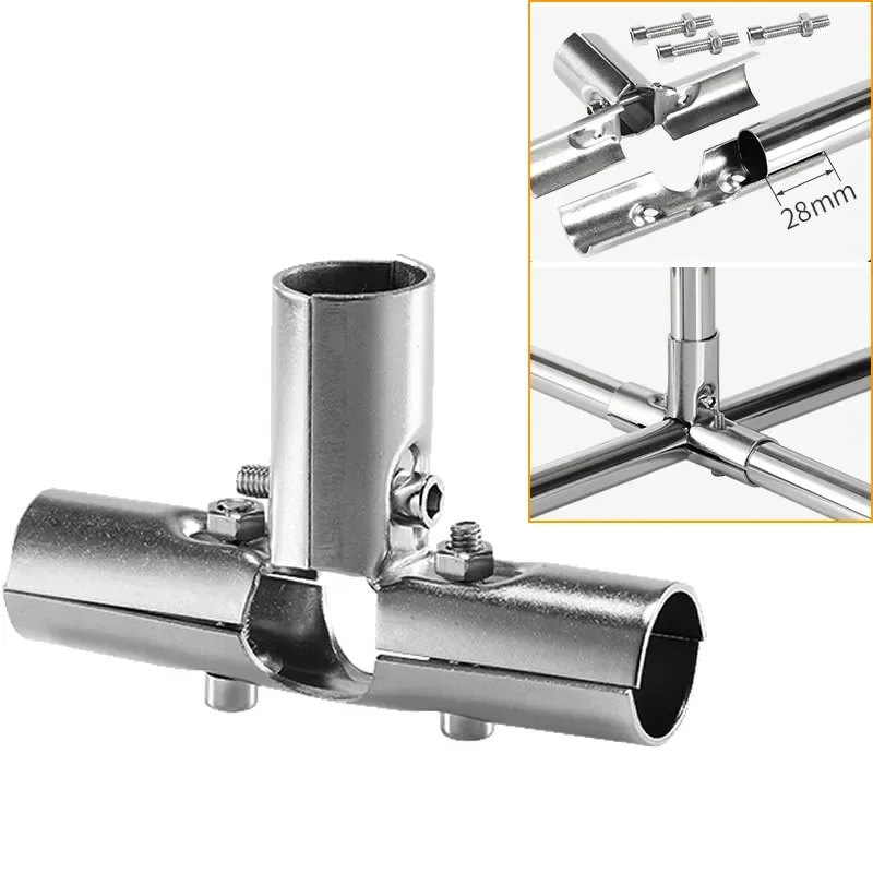Tube Connector 25mm Tube Pipe Clamp More Strong No Rust for DIY Clothes Display Rack So Strong Stainless Steel