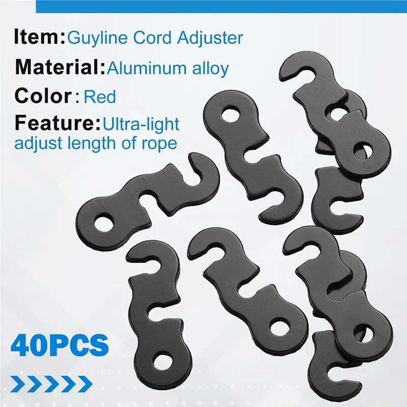 أدوات ضبط الموتر 40 حزمة من سبائك الألومنيوم حبل خيمة باراكورد غي لاين حبل كام الحبل المشدود
