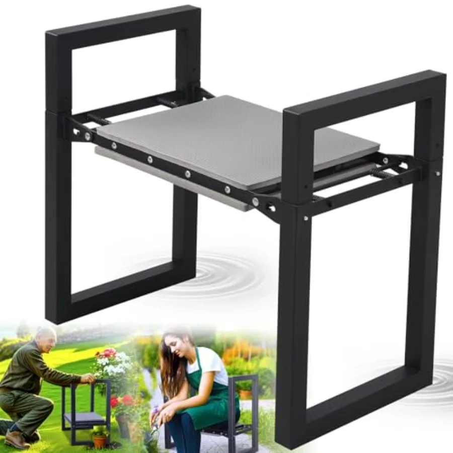 

Garden Kneeler and Seat Heavy Duty - Anti-Tip Super Stable Multifunctional Gardening Stool BenchWide 12.7" Pads Foldable Ergono