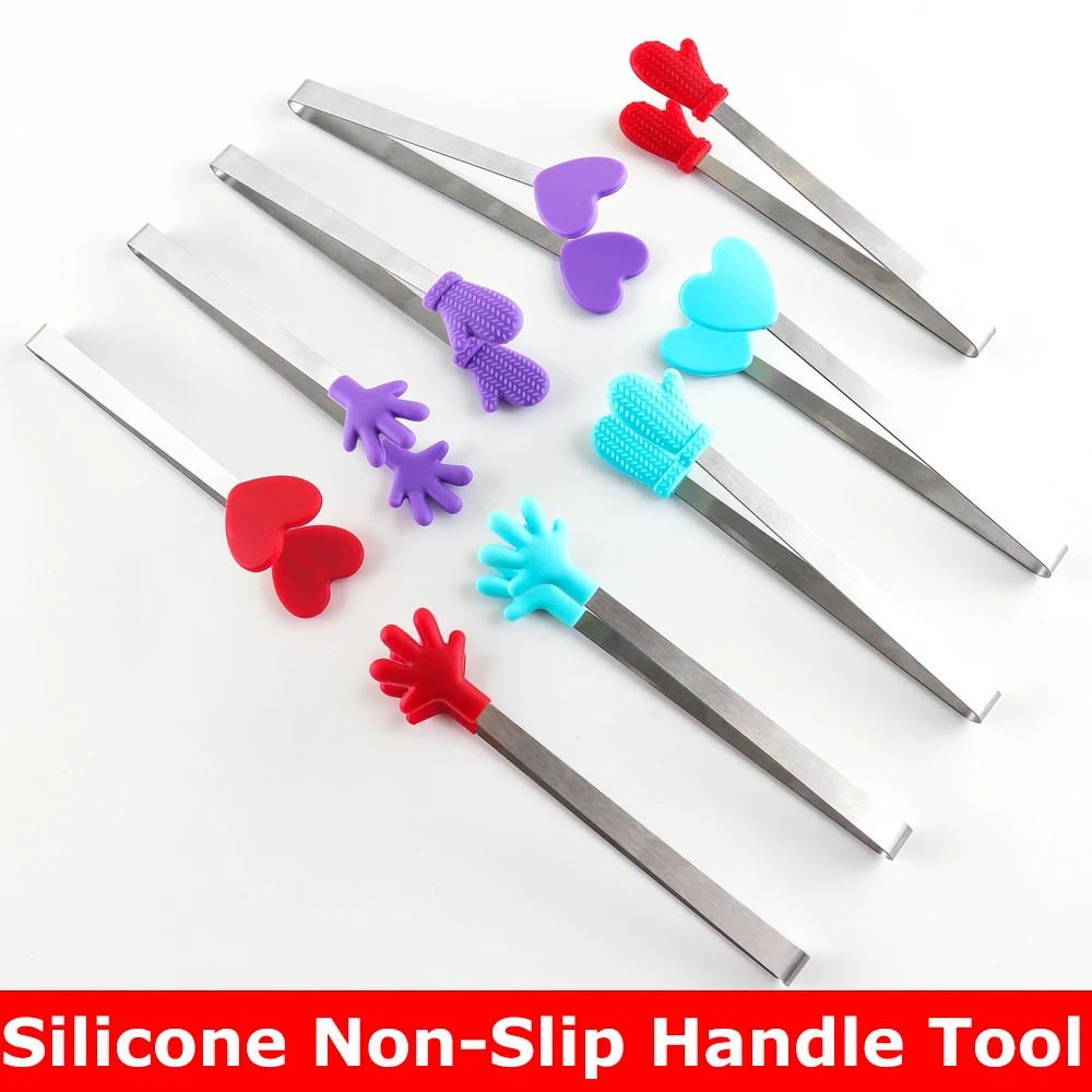 3pcs/set Silicone Heat Resistant Craft Tongs Tools Heart Palm Glove Claw Non-Slip Handle Tool to Hold Cards Small Food 2023