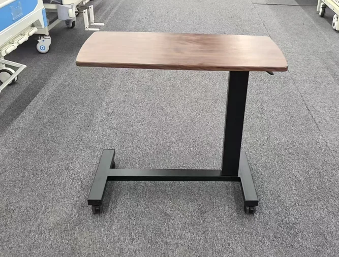 مستشفى محمول فوق طاولة السرير ارتفاع قابل للتعديل لتناول الطعام/طاولة التمريض مع عجلات مصنع المنتج المصنوع من الخشب #5