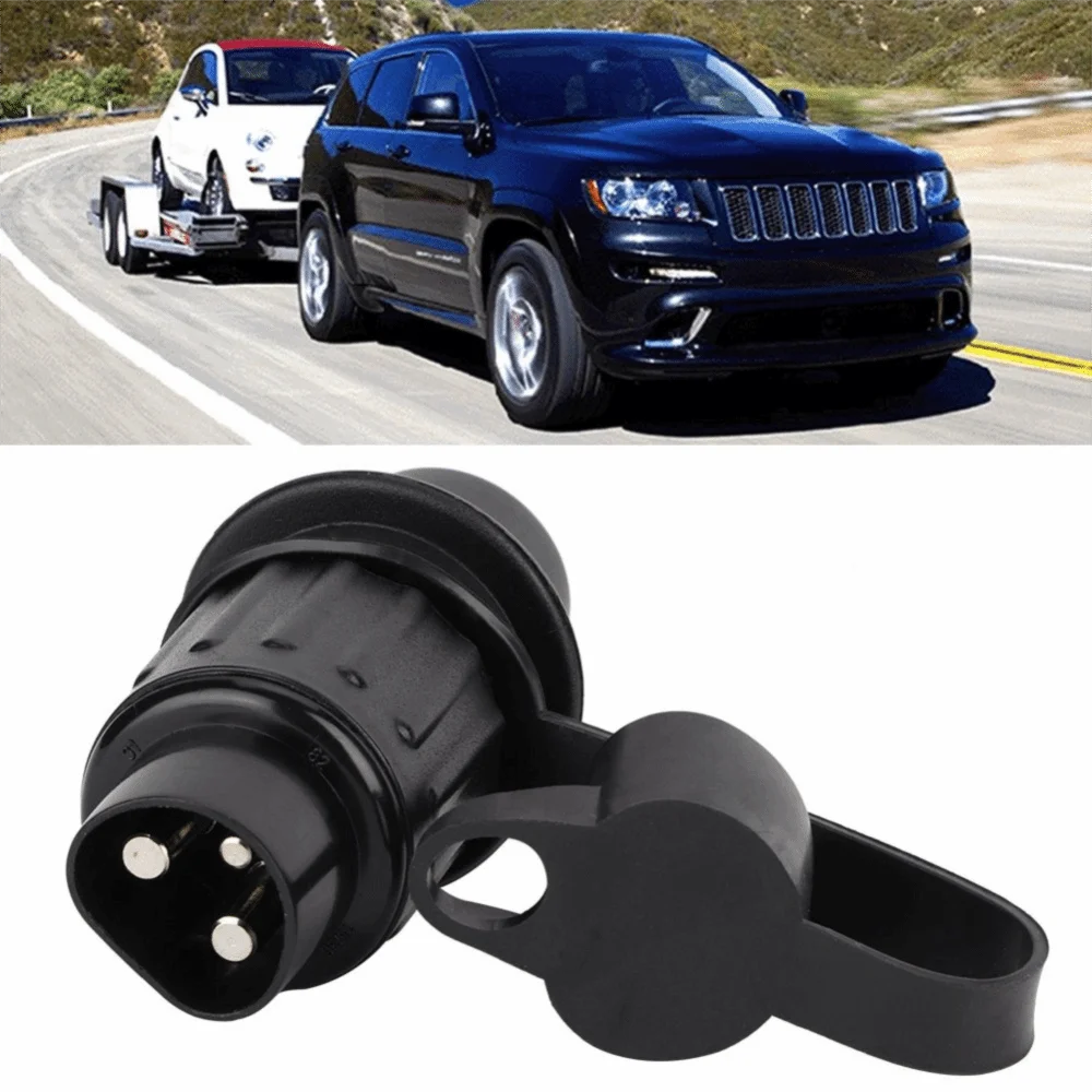 Wiring Adapter Black Trailer Plug Plastic 3 Pin Wiring Connector Trailer Socket Trailer Lighting