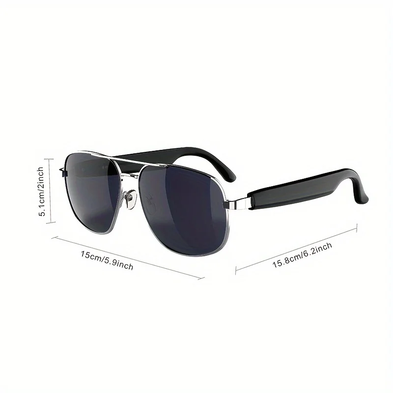 Smart Wireless Bluetooth Glasses AI Translation Metal-Framed Polarized Sunglasses with Built-In Microphone And Speaker for Sports Travel Driving