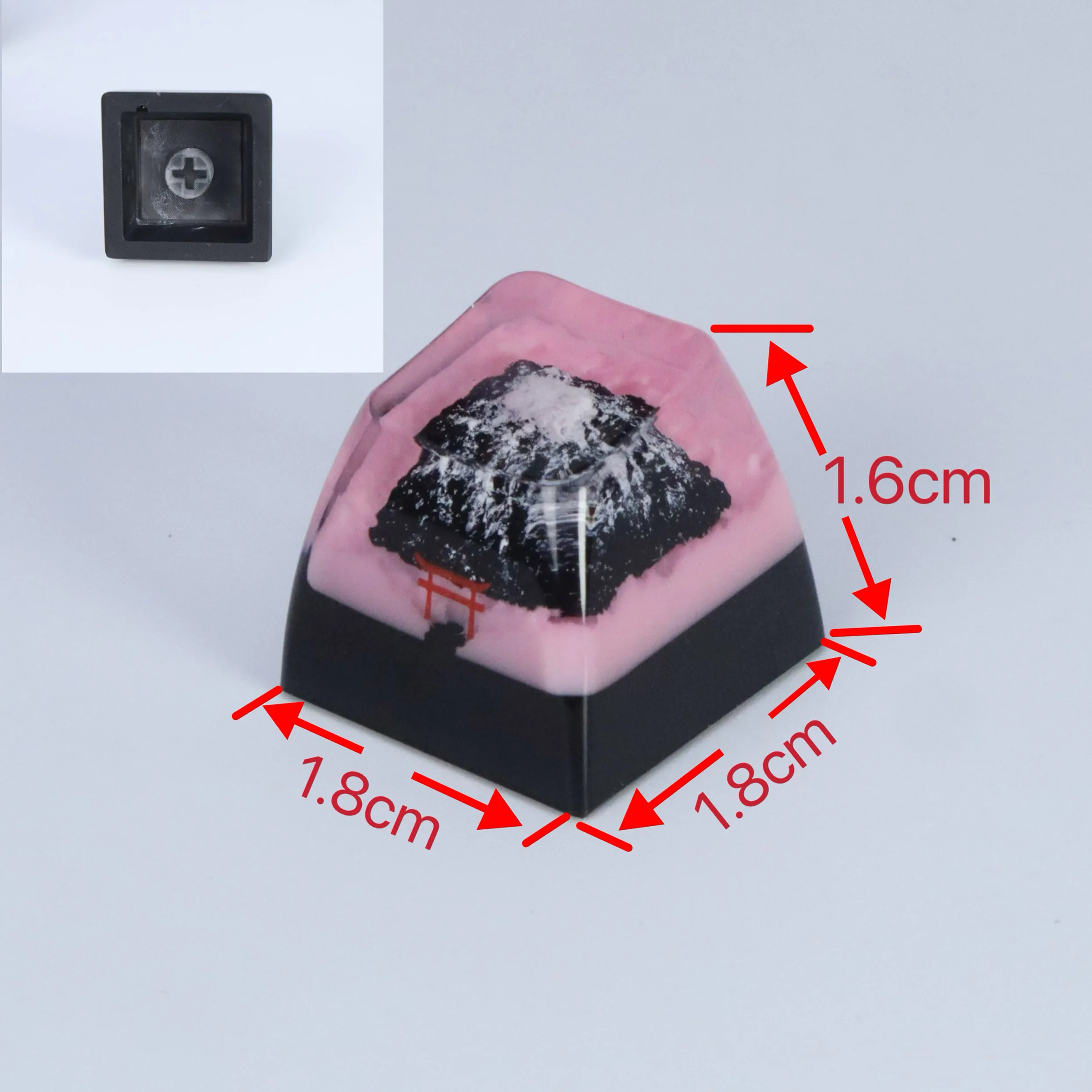 Japanese Anime Mount Fuji with Torii Sakura Snow Mountain Handmade Replace RGB Keycaps Resin For Mechanical Backlit Keyboard Cap