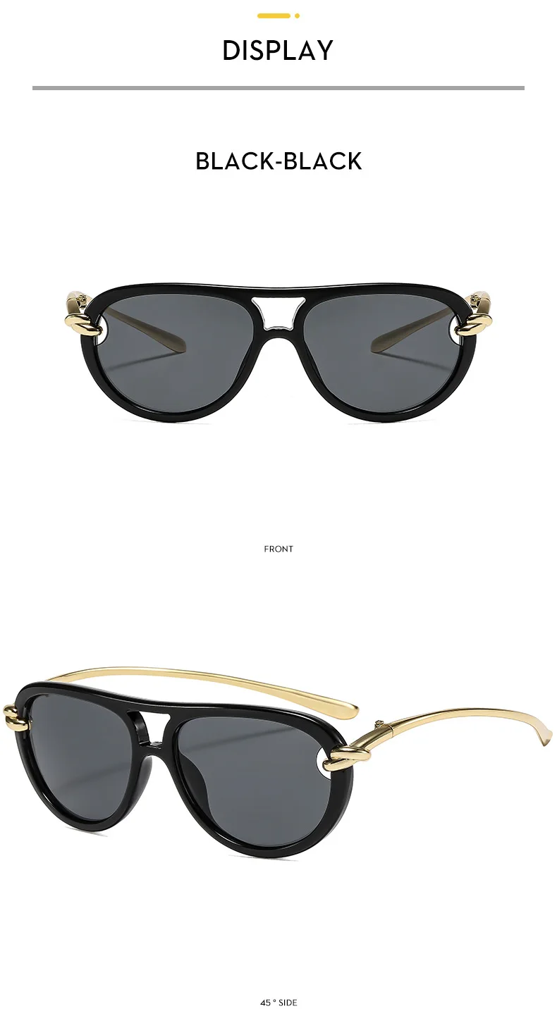 Mode Knoten Doppel Strahl Pilot Sonnenbrille Luxus Marke frauen Personalisierte Sonnenbrille Outdoor Straße Casual Einfache Sonnenbrille – Detail 13