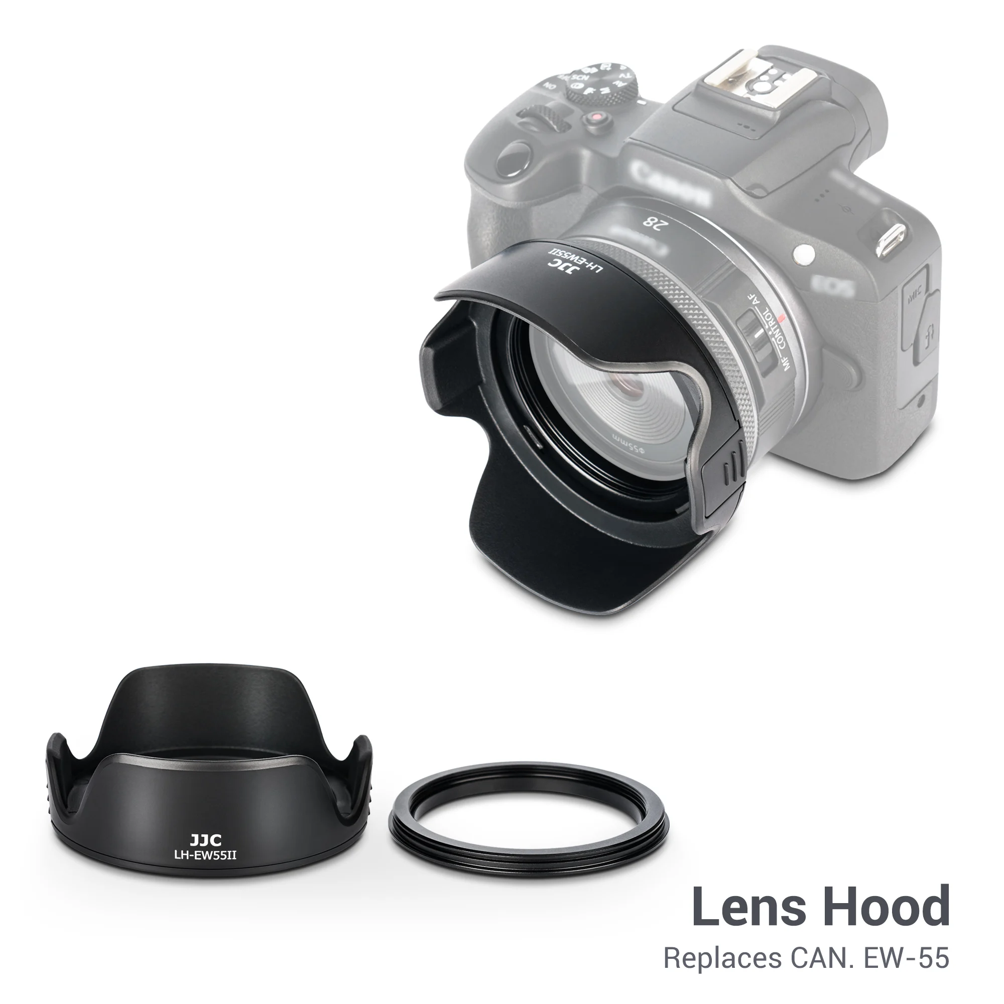 JJC Camera Lens Hood Compatible with Canon EW-55 Lens Hood Shade For Canon RF 28mm f/2.8 STM Lens