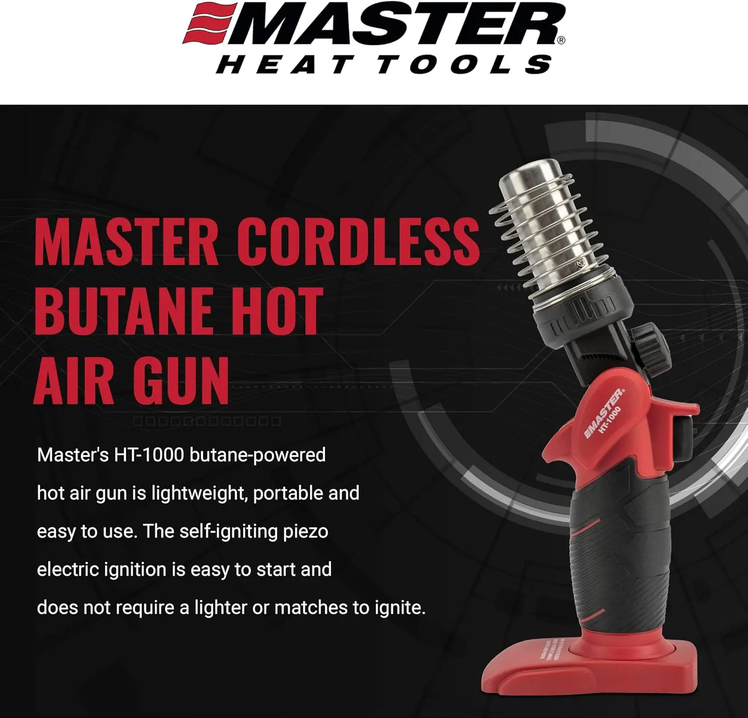 Portable Cordless Butane Heat Gun with Shrink Reflector, Refillable Hot Air Tool for Heat Shrink Tubing, Electrical and Automotive Repairs