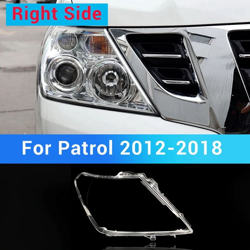 Pair L+R For NISSAN PATROL Y62 2012-2018 Car Headlight Lens Cover Headlamp Lampshade Front Light Shell