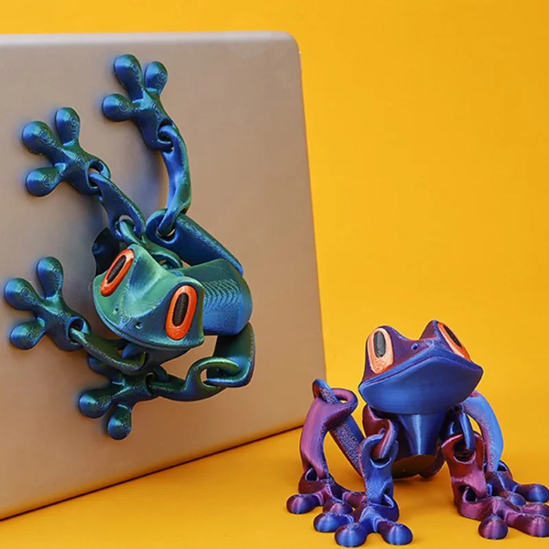 3D Printed Frog Ornament Joints Movable Magnetic Model Creative Simulation Animal Figurine Desktop Frogs Handicraft Decoration