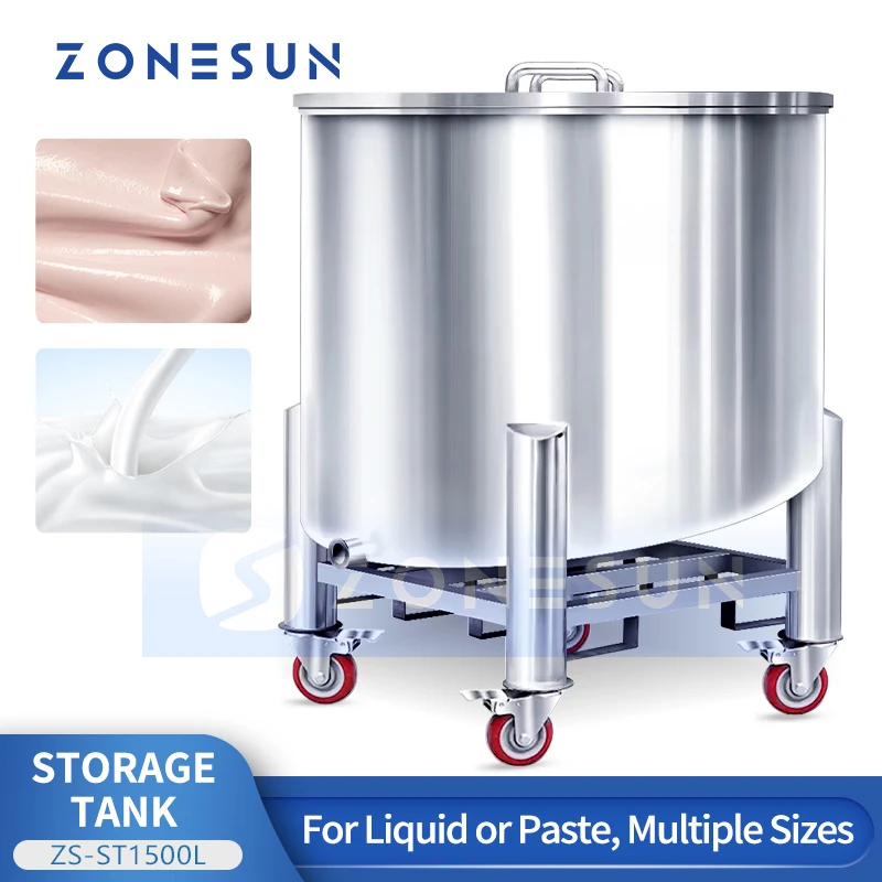 Zonesun Sloped Bottom Vertical Tanks Stainless Steel Storage Tank Sanitary Vessel for Viscous Liquid ZS-ST1500L