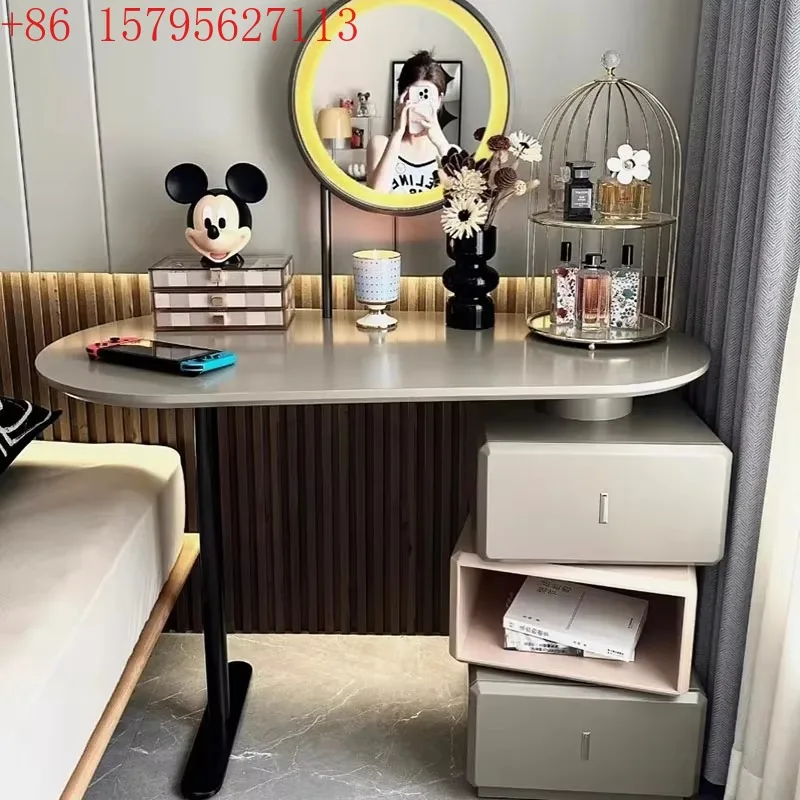 Tocador Nórdico Grande con Espejo, Moderno y Lujoso, con Cajones para Dormitorio, Mueble de Dormitorio Europeo