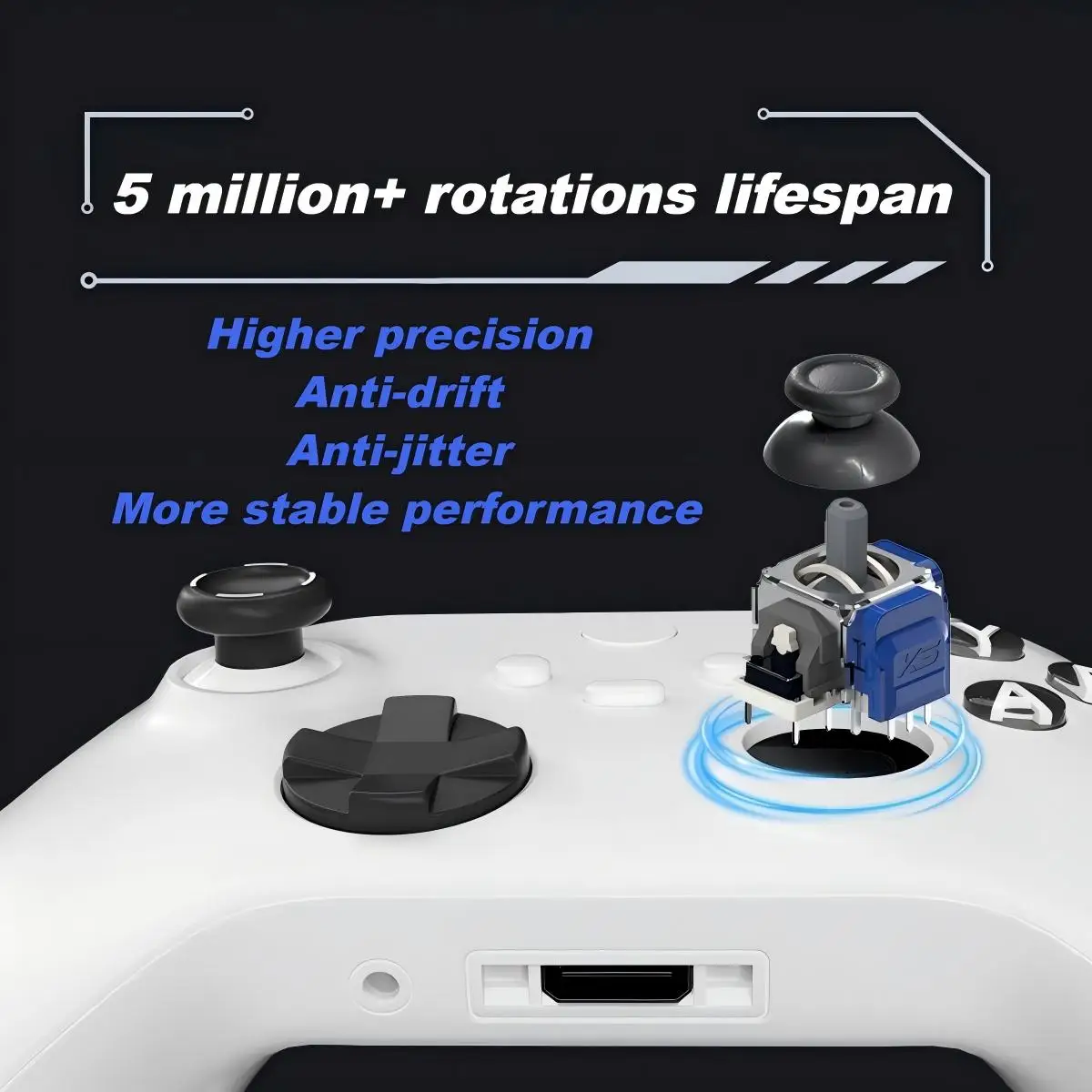 ل PS5 PS4 XBOX سلسلة تحكم ثلاثية الأبعاد التناظرية Thumbstick K-Silver JS13 PRO + TMR عصا التحكم لا الانجراف غمبد استبدال الملحقات #2
