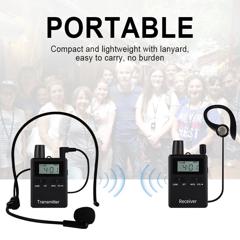 Wireless Tour Guide Audio System 1 Transmitter Plus 20 Receiver For Tour Guides Simultaneous Interpreting Visiting Groups