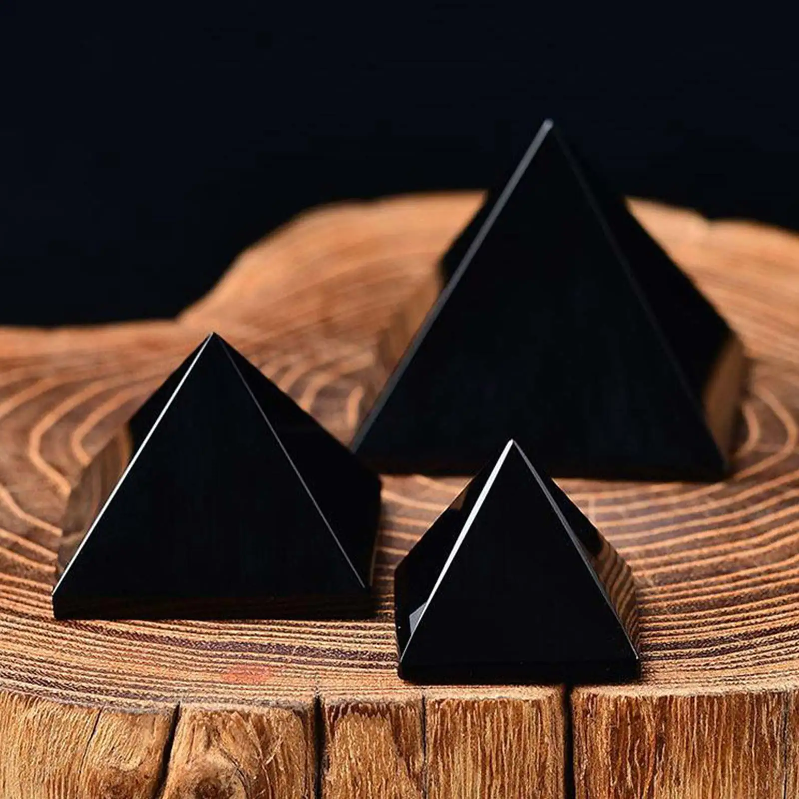 Natural Mineral Black Tourmaline Pyramid, Crystal Quartz Black Ore Healed, Mineral Polished Triangular Pyramid