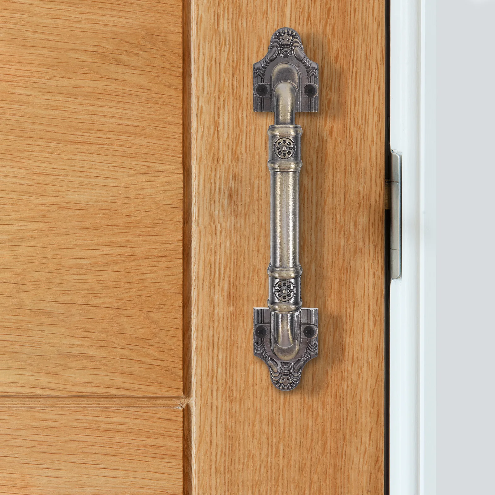 

2Pcs Vintage Pattern Barn Door Handle Sturdy Alloy Sliding Pulls for Home Decor Rustic Cabinet Drawer Cupboard