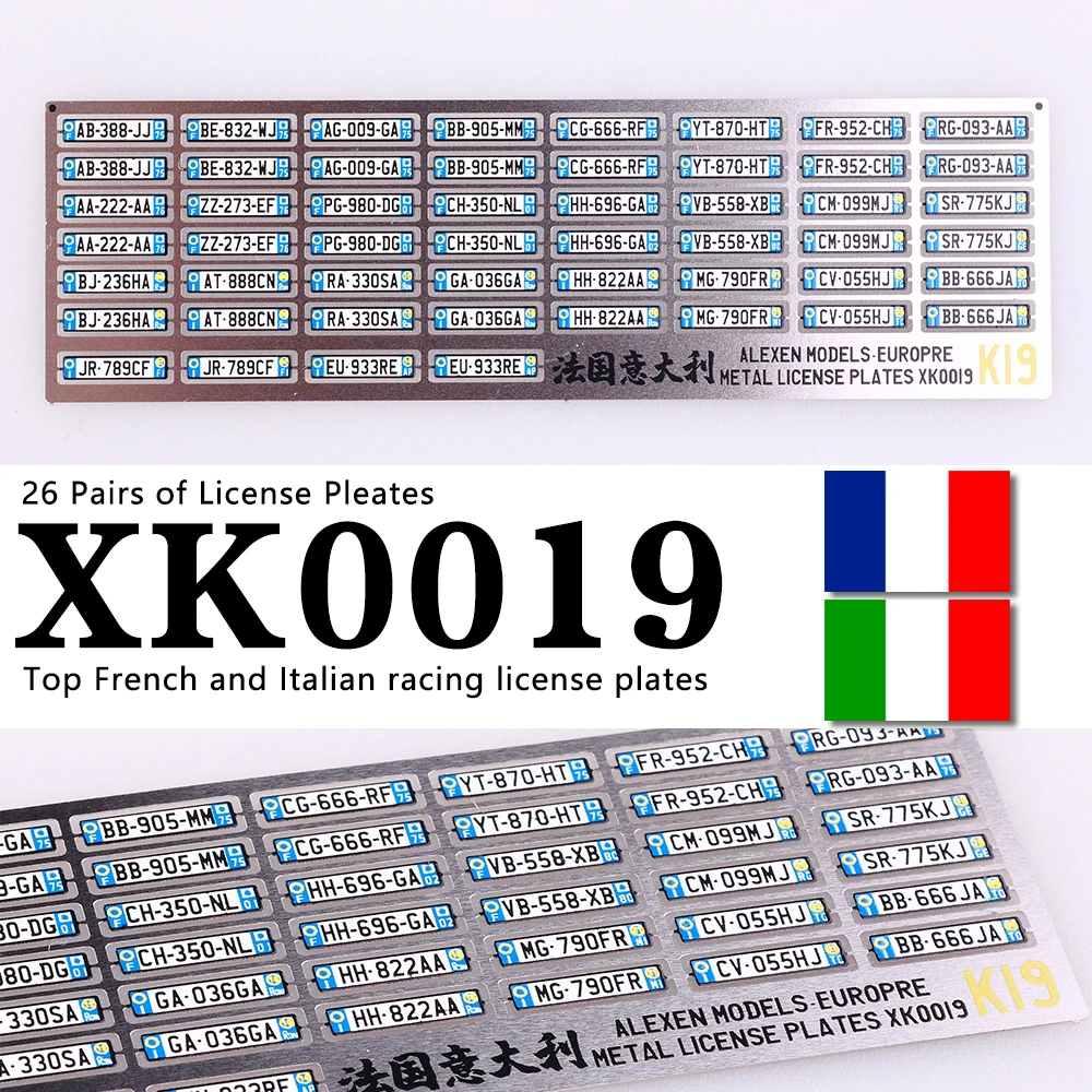 1/64 Alexen XK0001-XK0023 Metal Licence Plates Number Plates Scale Model Building Tools for Model Hobby DIY Tools Accessories