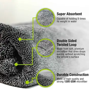 汽車專用扭紋超細纖維毛巾 1200GSM 清潔超強吸水擦乾布 雙面扭紋設計,適用於汽車家居洗車及細節清潔 10 最佳銷售 1200公克超細纖維毛巾 - №2